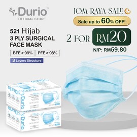 Durio 521 Hijab 3 Ply Surgical Face Mask - (50pcs)